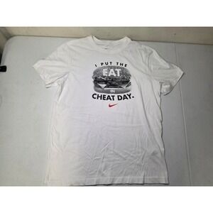 Nike Dri-FIT Cheat Day Burger Graphic T-Shirt Mens Large White Short Sleeve